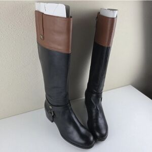 Bandolino Boots Calliope Leather Upper 7 M Full Zip Calf Stretch